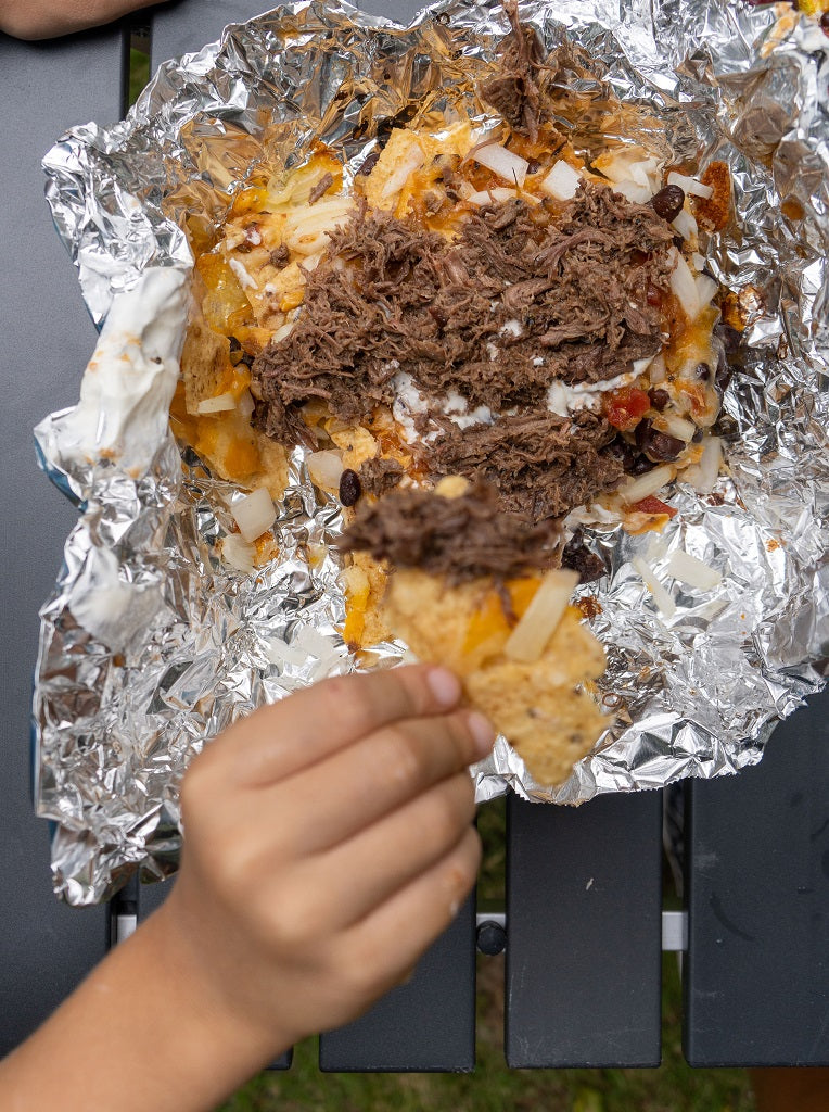 Nachos made with Piedmont BBQ Co Beef Barbacoa