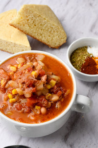 Thumbnail for Piedmont BBQ Co Brunswick Stew in a bowl with cornbread - Pickup at Our Kitchen