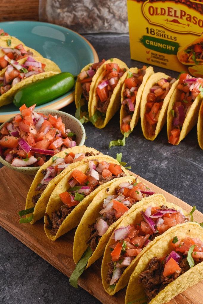 Crunchy Tacos made with Piedmont BBQ Beef Barbacoa