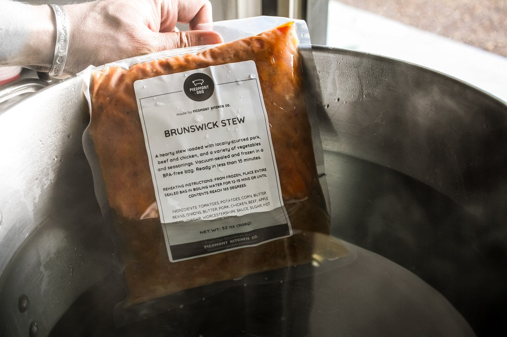 Frozen Piedmont BBQ Co Brunswick Stew boiled in a bag