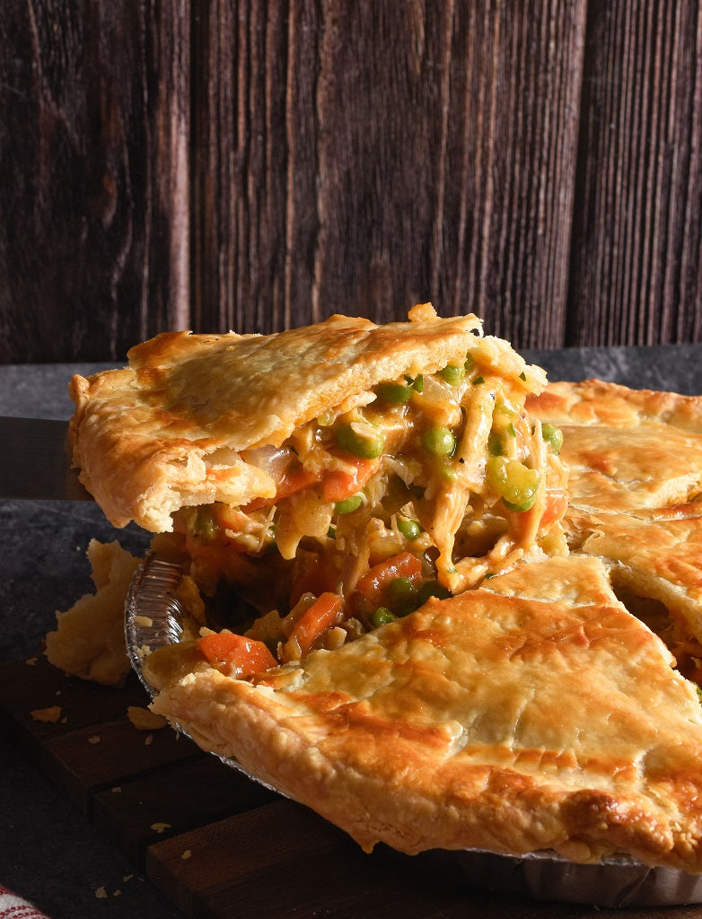 Chicken Pot Pie made with Piedmont BBQ Co Buttermilk Brined Pulled Chicken