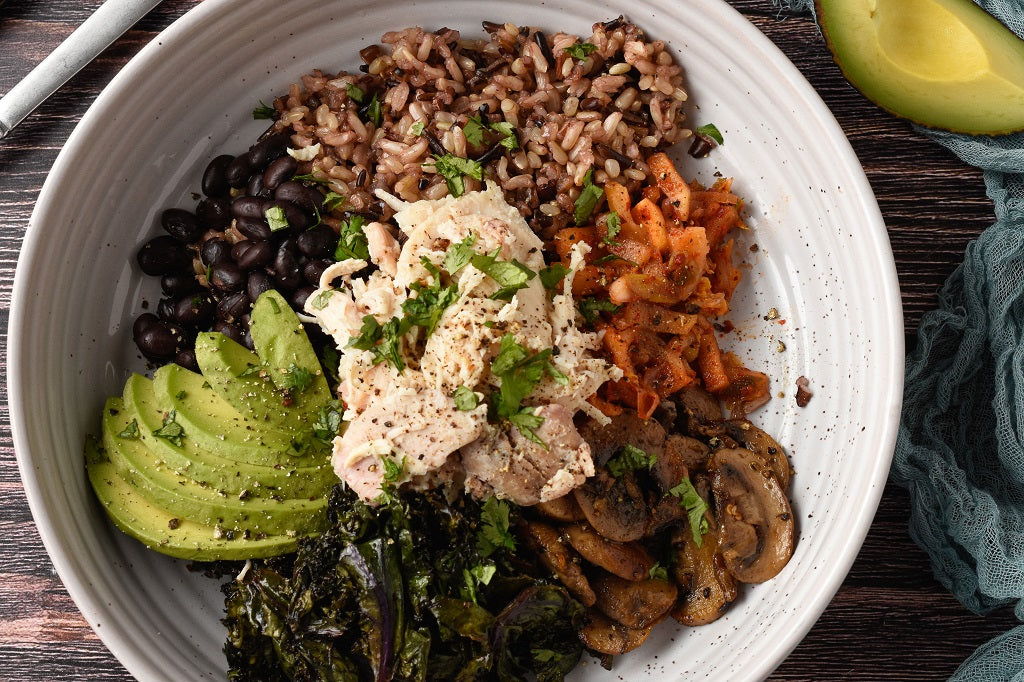 Protein Bowl made with Piedmont BBQ Co Buttermilk Brined Pulled Chicken